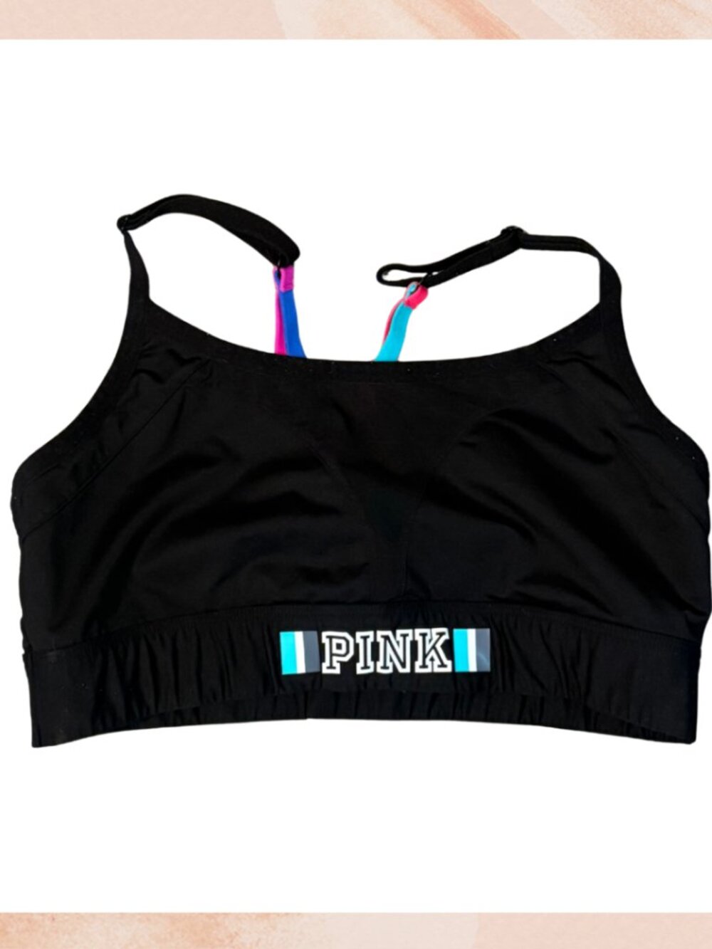 PINK VS Black Colorful Crossback Straps Sports Bra